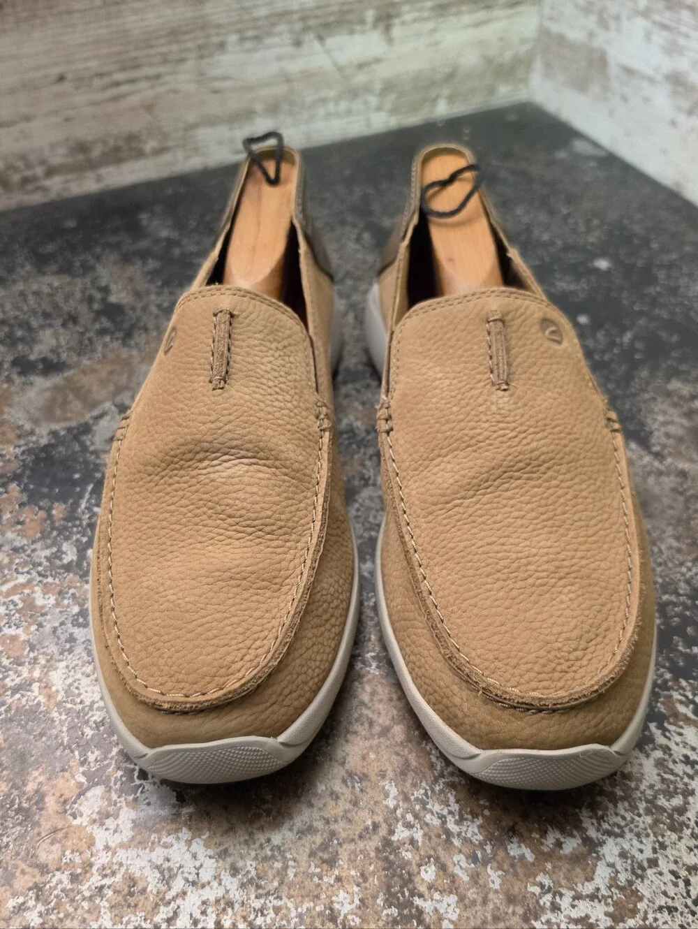 Mens Clarks Collection Loafers Shoes Sz 9 Used Brown Nubuck Leather